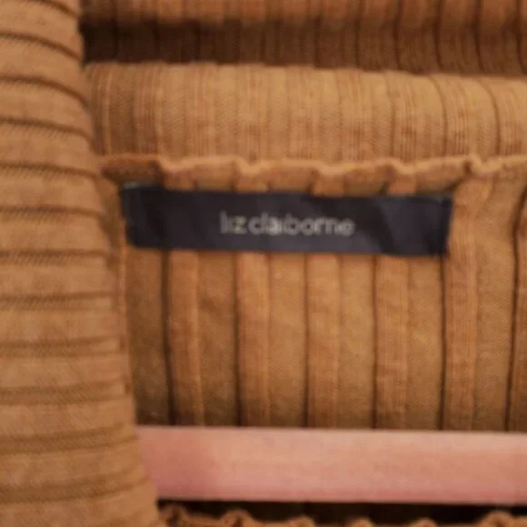 Vintage Liz Claiborne Womens Sweater Button Collar Tan Brown Size Small - Picture 5 of 5